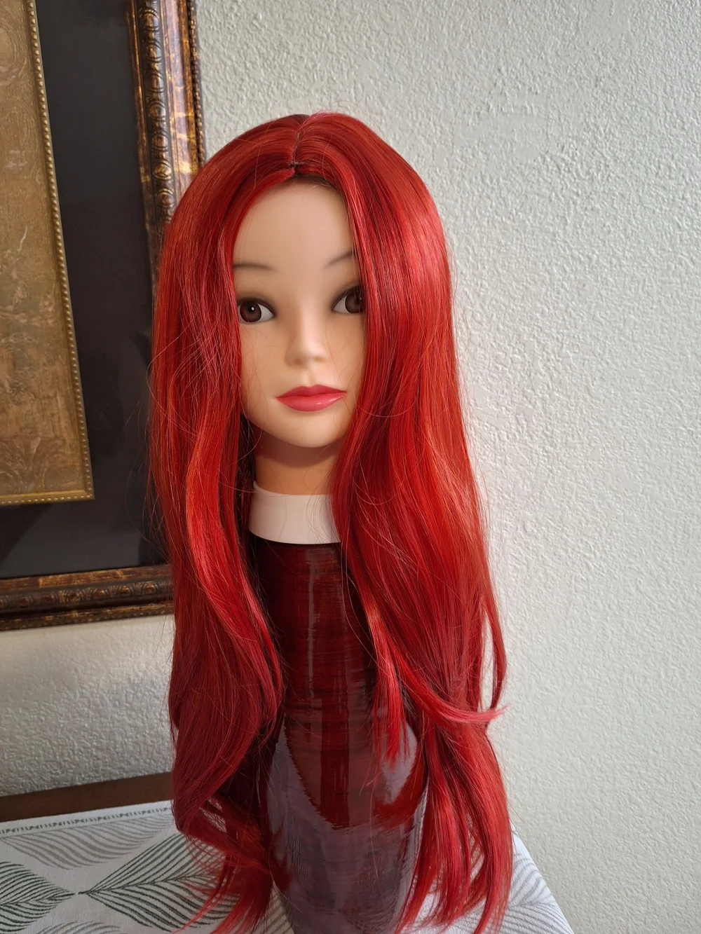 Long Red Synthetic Women's Fashion Wig - Vibrant Red